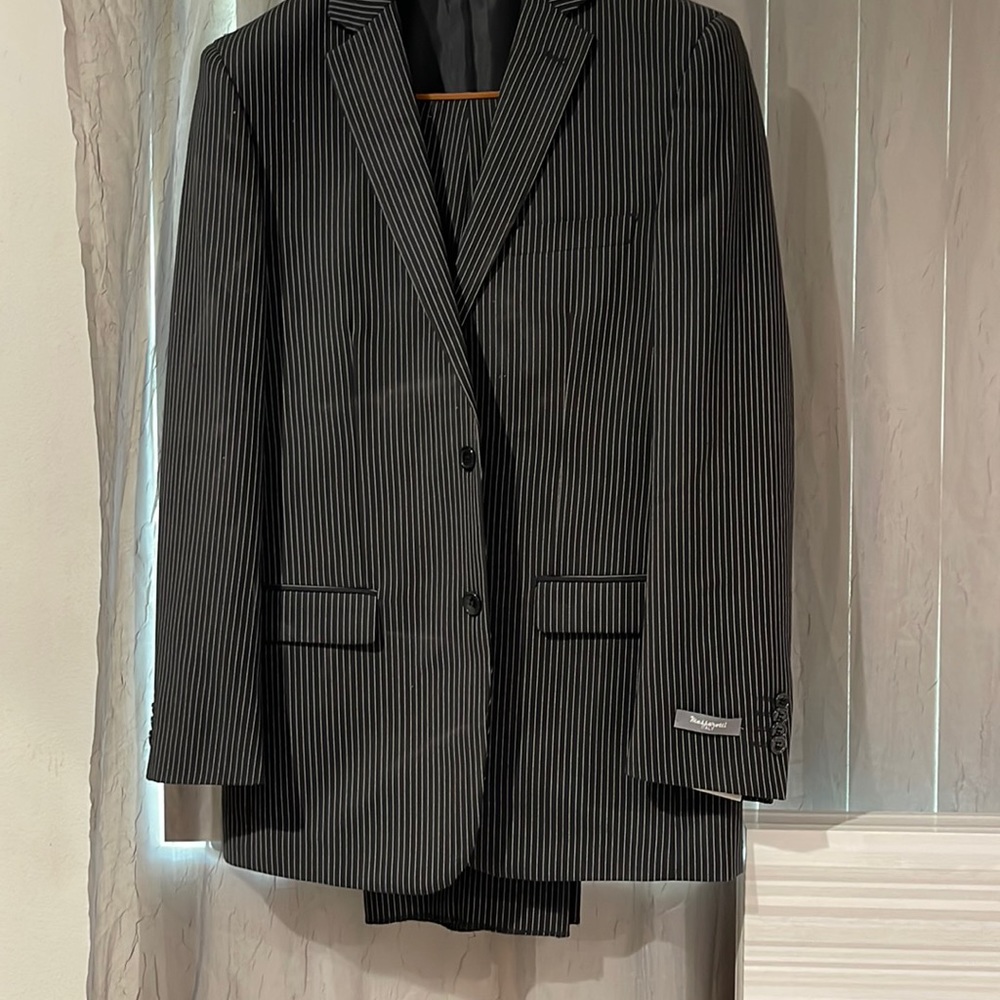 massarotti grey striped suit and pants size 38R